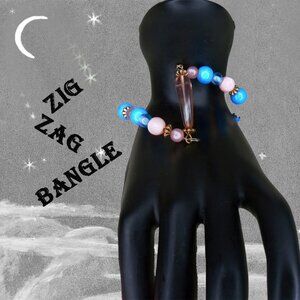 Bangle NEW Design Pink & Blue OOAK " ZIG-ZAG " Bracelet